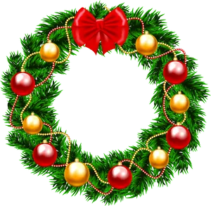 Festive Christmas Wreathwith Redand Gold Ornaments PNG Image