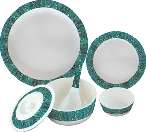 Festive Dinnerware Set PNG Image