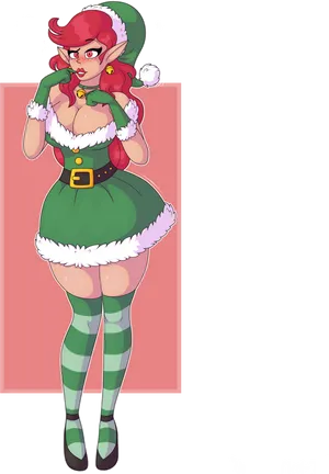 Festive_ Elf_ Costume_ Anime_ Style PNG Image