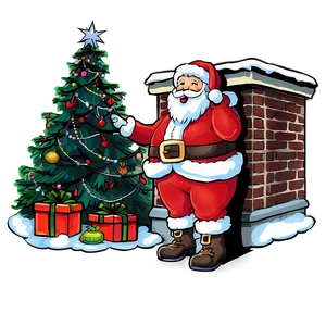 Festive Fireplace Santa Png Gnl PNG Image