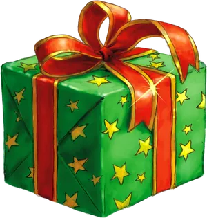 Festive Giftwith Red Ribbon PNG Image