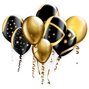 Festive Gold And Black Balloons Png 65 PNG Image