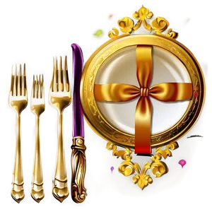 Festive Gold Plate Png 06262024 PNG Image