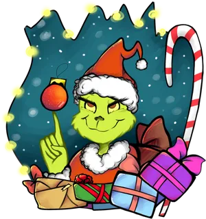 Festive Grinch Cartoon Illustration PNG Image