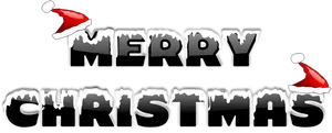 Festive Merry Christmas Text Santa Hats PNG Image