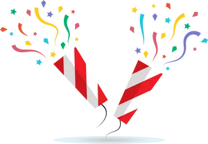 Festive Party Poppers Celebration PNG Image