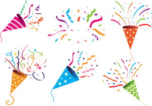 Festive Party Poppers Confetti PNG Image