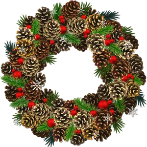 Festive Pineconeand Berry Garland PNG Image