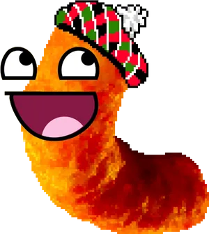 Festive_ Pixelated_ Worm_ Emote.png PNG Image