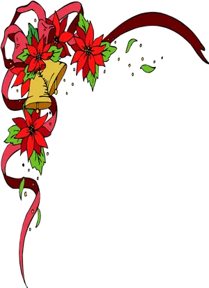 Festive Poinsettia Christmas Border PNG Image