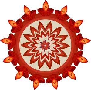 Festive Rangoli Designwith Diyas PNG Image