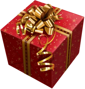 Festive Red Gift Boxwith Golden Ribbon PNG Image