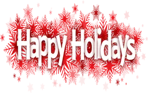 Festive Red Snowflake Happy Holidays PNG Image