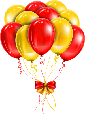 Festive Redand Yellow Balloons Bunch PNG Image