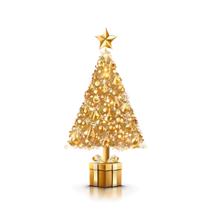 Festive Shimmering Gold Christmas Tree Png Knt PNG Image