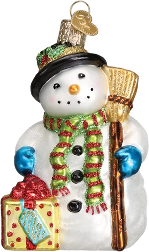 Festive Snowman Christmas Ornament PNG Image