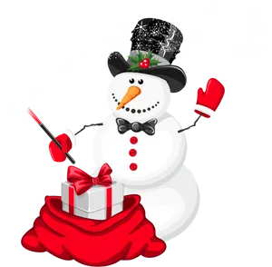 Festive Snowmanwith Gift Clipart PNG Image