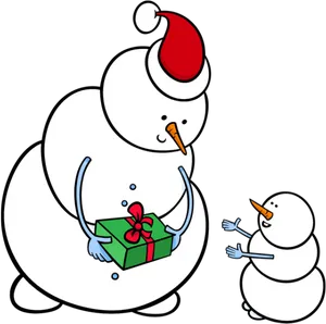 Festive Snowmen Gift Exchange Clipart PNG Image