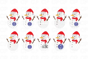 Festive_ Snowmen_ Pattern_ Clipart PNG Image