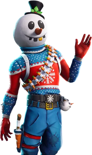 Festive Soldier Snowman Character PNG Image