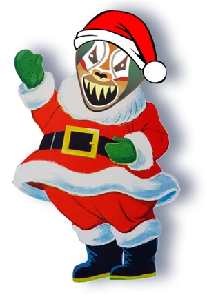 Festive Tiger Santa Costume PNG Image