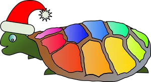 Festive Turtlein Santa Hat PNG Image