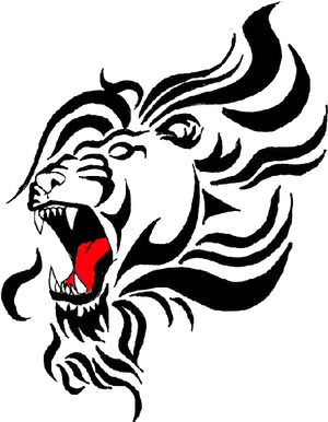 Fierce Lion Tattoo Design PNG Image