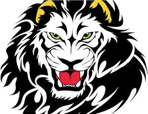 Fierce Lion Tattoo Design PNG Image