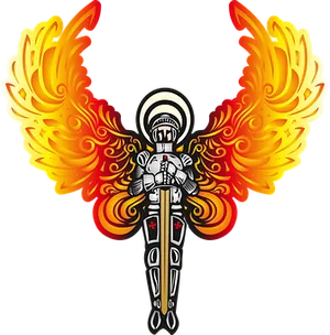 Fiery Angel Knight Illustration PNG Image