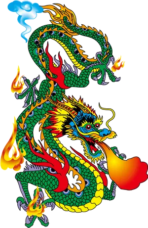 Fiery Asian Dragon Illustration PNG Image