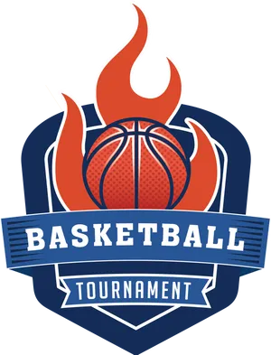 Fiery Basketball Tournament Logo PNG Image