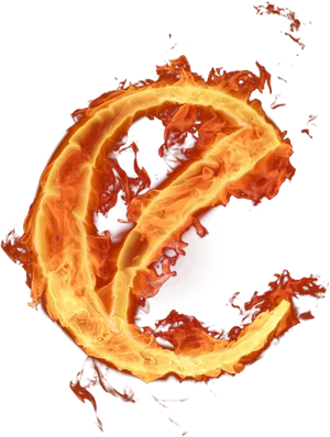 Fiery Letter E Graphic PNG Image