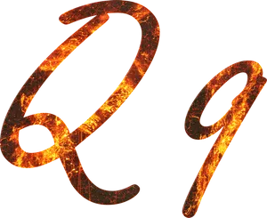 Fiery Letter Q Design PNG Image