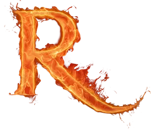 Fiery Letter R Art PNG Image