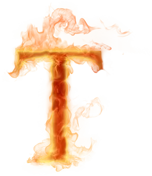 Fiery Letter T Flame Effect PNG Image