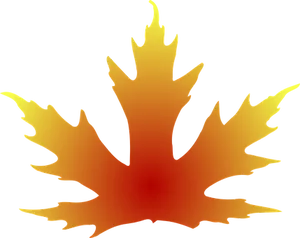 Fiery Maple Leaf Silhouette PNG Image