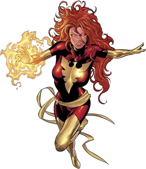 Fiery Redhead Superhero Illustration PNG Image