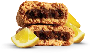 Fig Filled Cookie With Lemon Slices PNG Image