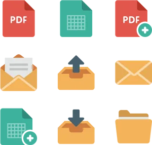 File Management Icons Set PNG Image