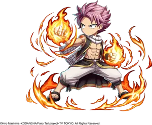 Fire Wielding Anime Character PNG Image