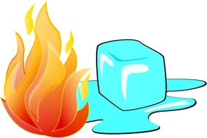 Fireand Ice Cube Illustration PNG Image