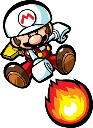 Fireball Throwing Mario Artwork PNG Image