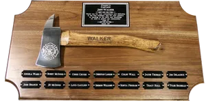 Firefighter Axe Award Plaque PNG Image