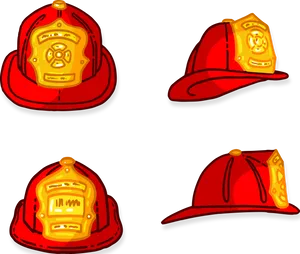 Firefighter Helmets Cartoon Vector PNG Image