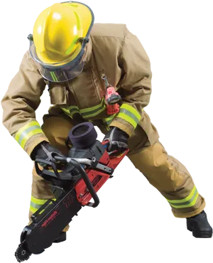 Firefighter With Rescue Tool PNG Image