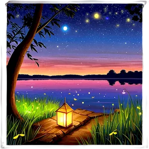 Fireflies By The Lake Png Tmk PNG Image