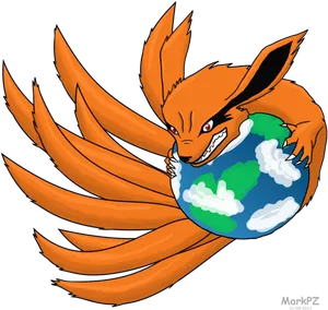 Firefox Fox Embracing Globe PNG Image