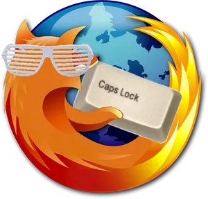 Firefox Mascot With Caps Lock Keyand Sunglasses PNG Image