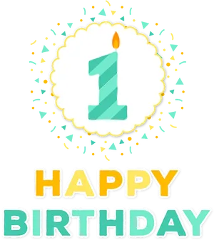 First Birthday Celebration Candle PNG Image