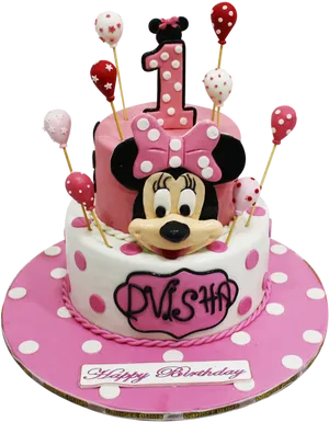 First Birthday Minnie Mouse Cake PNG Image